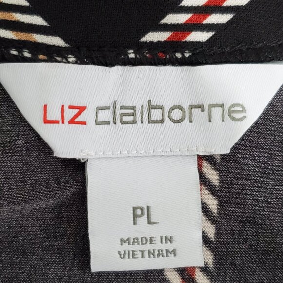 Liz Claiborne Windowpane Pattern Pullover Square Neck 3/4 Sleeve Top Size LP - Picture 10 of 11